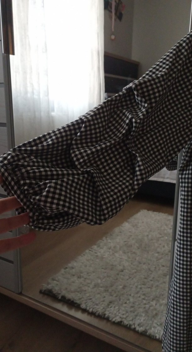 Gri Ekoseli Uzun Kollu Salaş Elbise - Görsel 3