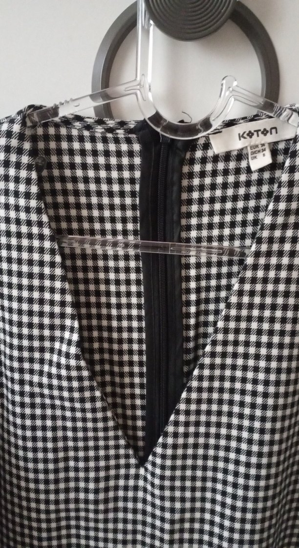 Gri Ekoseli Uzun Kollu Salaş Elbise - Görsel 2