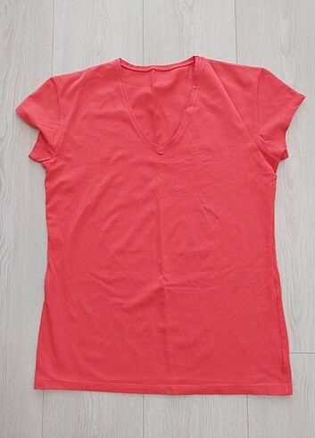 Kadın Kısa Kollu Penye Tshirt Nar Çiçeği XL Beden