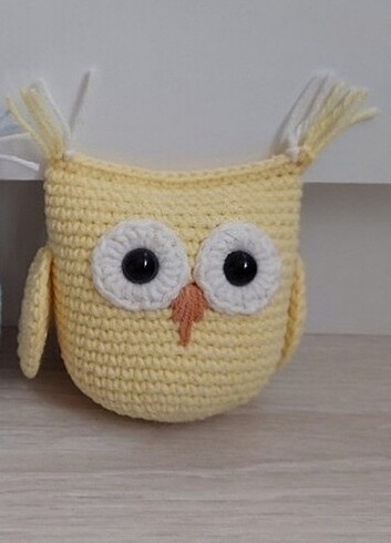 Örgü Amigurumi Sevimli Baykuş Anahtarlık Sarı