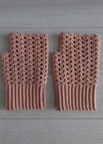 Örgü Bohem Parmaksız Kadın Eldiveni - Görsel 2