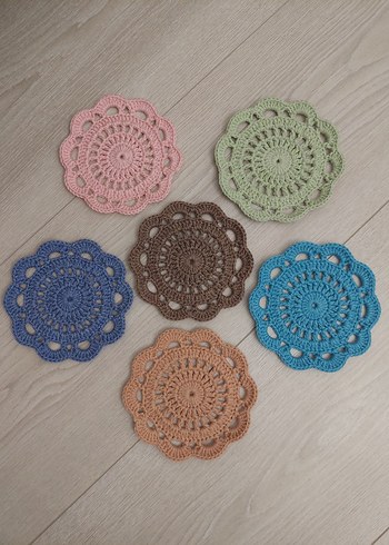 Renkli El Örgüsü Bohem Bardak Altlıkları - Görsel 2