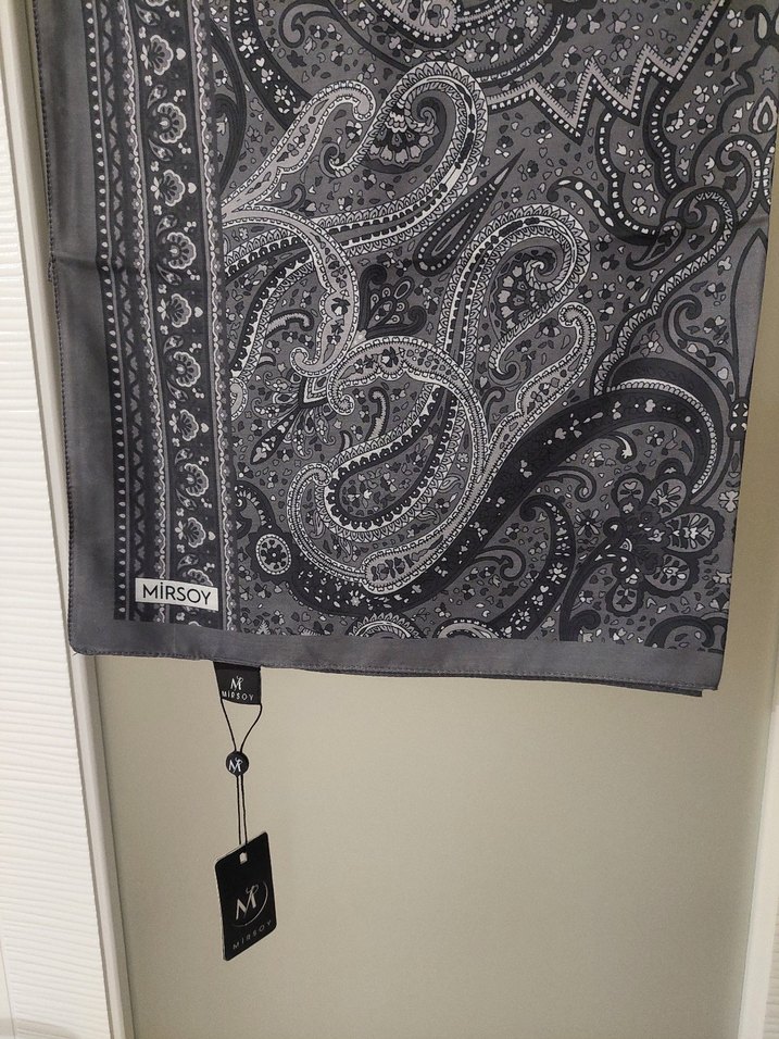 Mirsoy Scarf Mihra Etnik Desen Gri Şal - Görsel 4