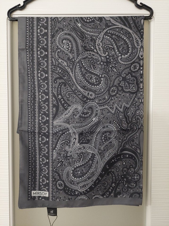 Mirsoy Scarf Mihra Etnik Desen Gri Şal - Görsel 2