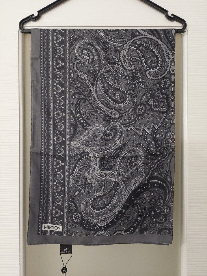 Mirsoy Scarf Mihra Etnik Desen Gri Şal - Görsel 5