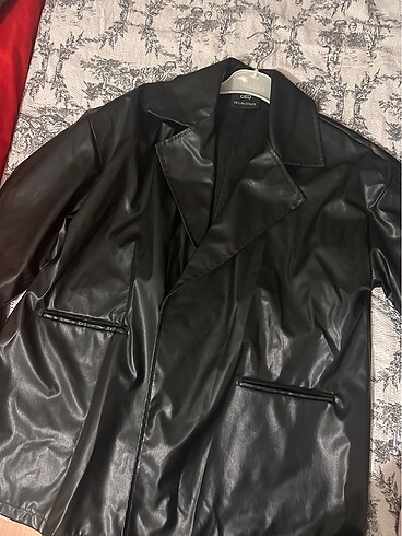 l Beden siyah Renk Ceylan otantik deri blazer