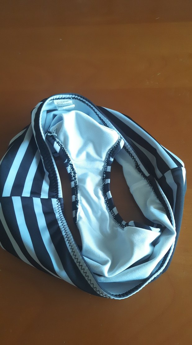 Siyah beyaz Çizgili Yüksek Bel Bikini Altı - Görsel 4