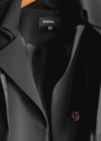 Kadın Siyah Pileli Uzun Trençkot - Görsel 5