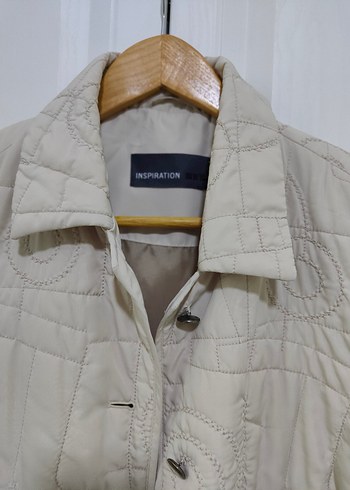 Bej Kadın Düğmeli Midi mont - Görsel 2