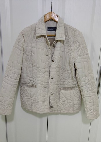 Bej Kadın Düğmeli Midi mont - Görsel 5