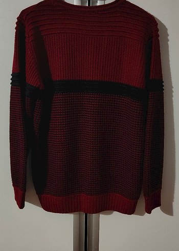 Koyu Kırmızı Örgü erkek kazağı - Görsel 3