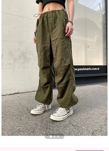 Haki paraşüt pantolon 