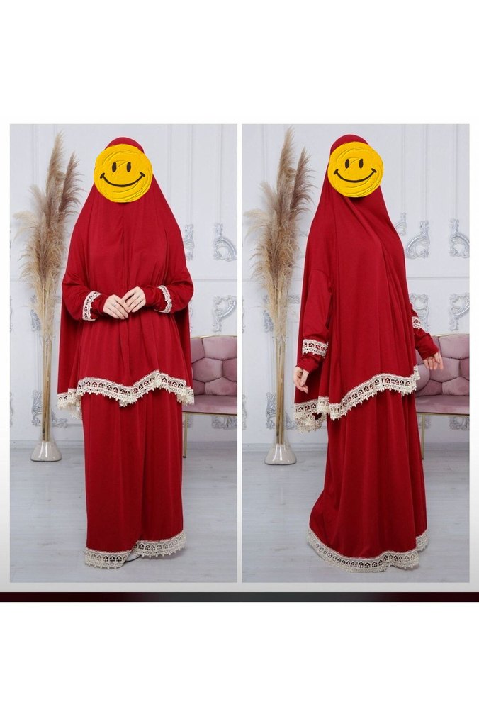 Mavi Nakışlı Uzun namazlık - Görsel 4