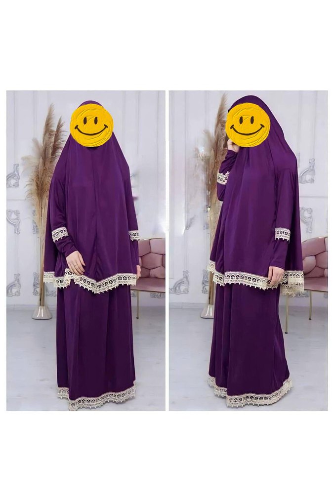 Mavi Nakışlı Uzun namazlık - Görsel 5