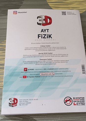 AYT Fizik 3D Soru Bankası - Alper Emrah Gümüş