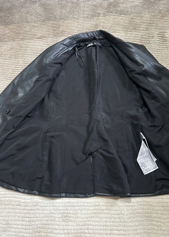 Kadın Siyah suni Deri Ceket - Görsel 7