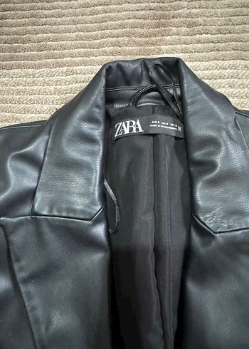 Kadın Siyah suni Deri Ceket - Görsel 4