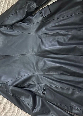 Kadın Siyah suni Deri Ceket - Görsel 5