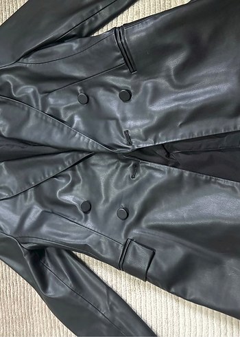 Kadın Siyah suni Deri Ceket - Görsel 8