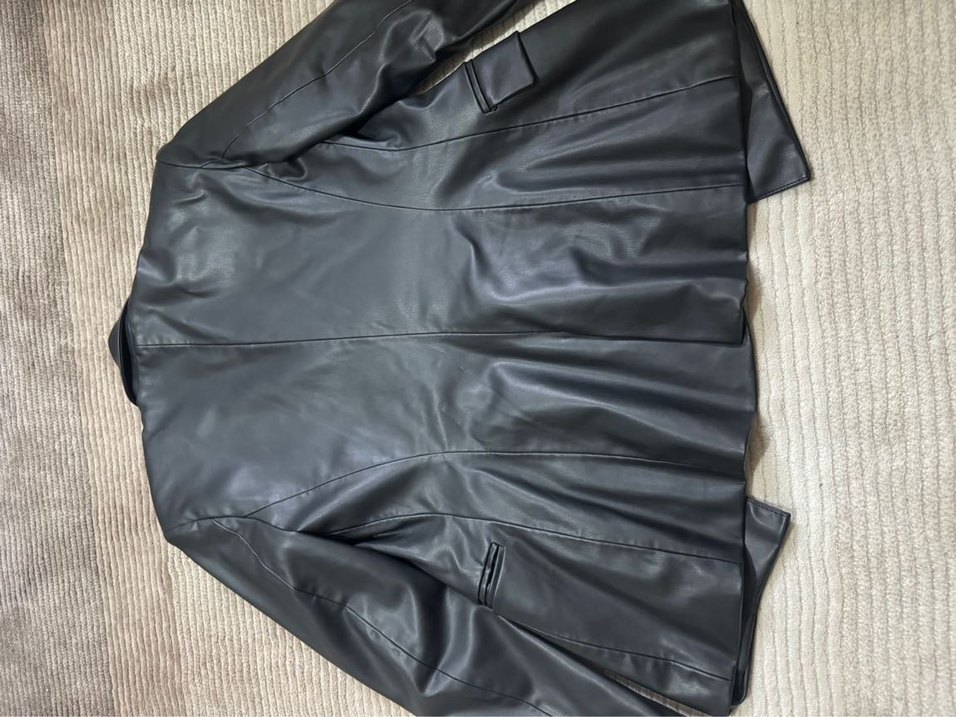 Kadın Siyah suni Deri Ceket - Görsel 5