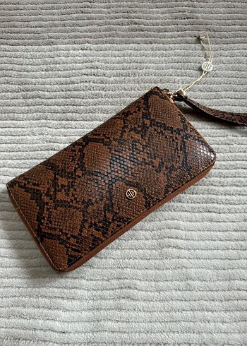 Kahverengi Yılan Desenli suni Deri Kadın Cüzdanı - Görsel 4