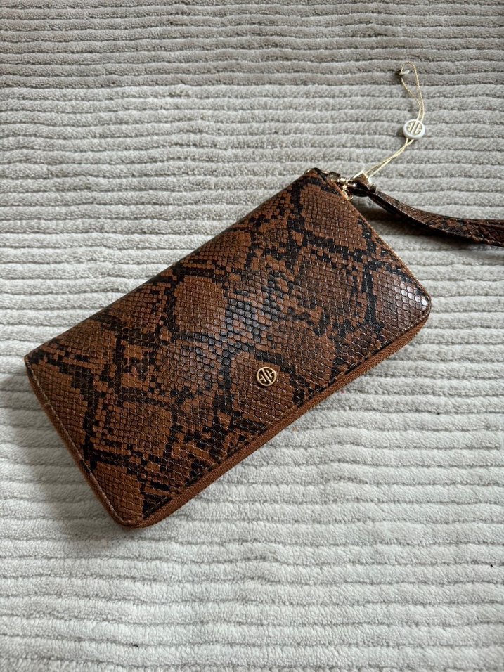 Kahverengi Yılan Desenli suni Deri Kadın Cüzdanı - Görsel 4