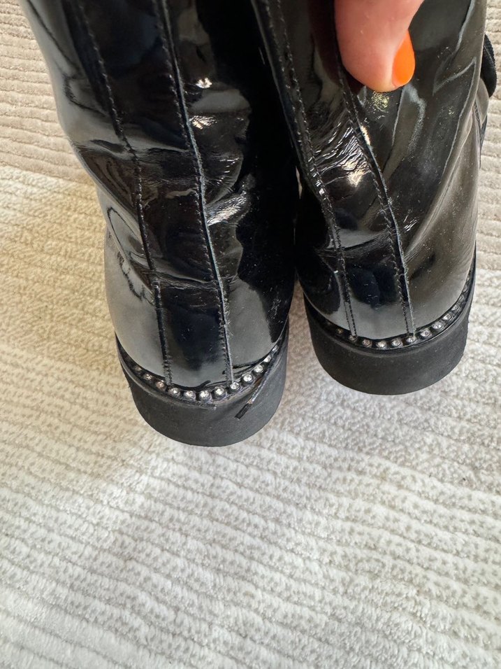 Siyah Parlak suni deri bot hotiç - Görsel 2