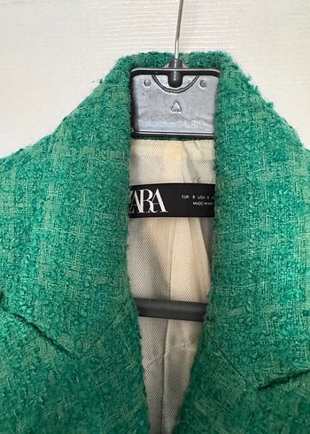 Tüvit Düğmeli Yeşil Ekose Midi Blazer - Görsel 4