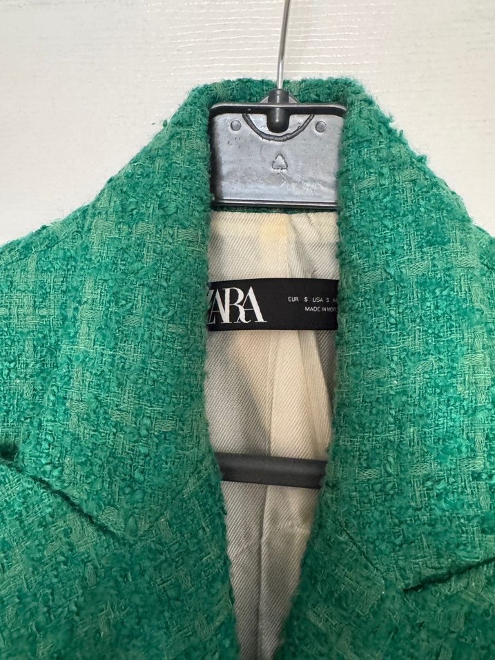 Tüvit Düğmeli Yeşil Ekose Midi Blazer - Görsel 4