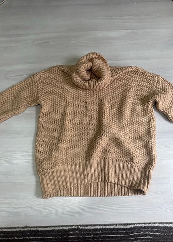 Bej Kadın Boğazlı Triko Kazak - Görsel 2