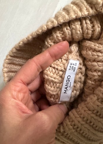 Bej Kadın Boğazlı Triko Kazak - Görsel 4