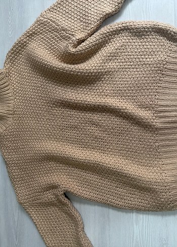 Bej Kadın Boğazlı Triko Kazak - Görsel 3