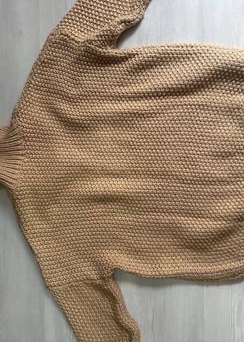 Bej Kadın Boğazlı Triko Kazak - Görsel 5