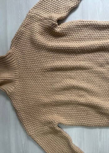 Bej Kadın Boğazlı Triko Kazak - Görsel 6