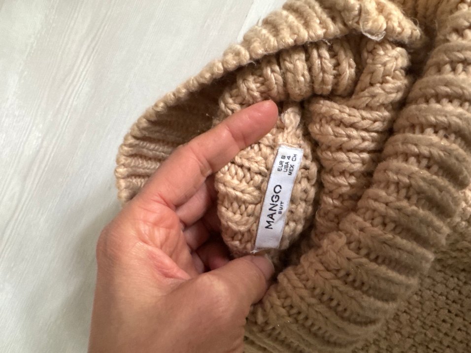 Bej Kadın Boğazlı Triko Kazak - Görsel 4