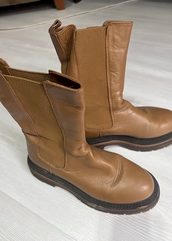 Kahverengi gerçek Deri Platform Topuklu Kadın Bot - Görsel 6