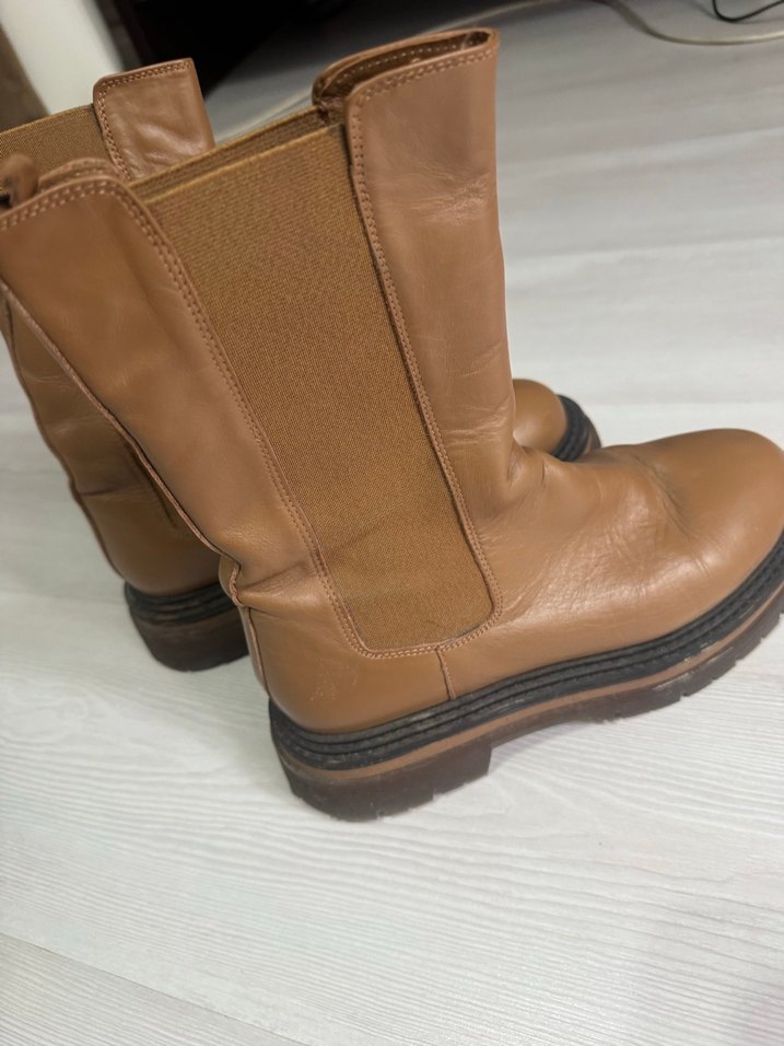 Kahverengi gerçek Deri Platform Topuklu Kadın Bot - Görsel 2