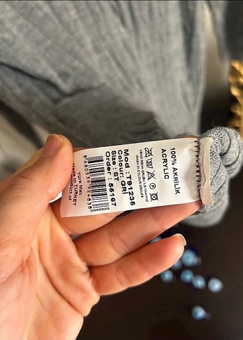 Robin Gri Uzun Kollu V Yaka Triko Elbise - Görsel 3