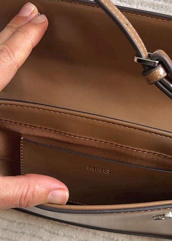 Bej suni Deri Kadın Omuz Çantası - Görsel 8