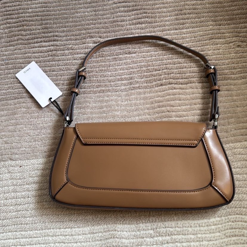 Bej suni Deri Kadın Omuz Çantası - Görsel 5