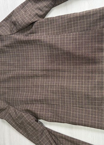 Kadın Kahverengi Kareli Ofis Ceket - Görsel 4