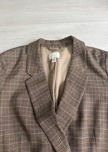 Kadın Kahverengi Kareli Ofis Ceket - Görsel 5