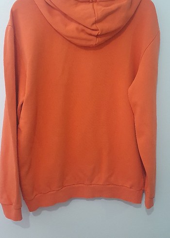 Turuncu Kapüşonlu Rahat Unisex Sweatshirt - Görsel 3