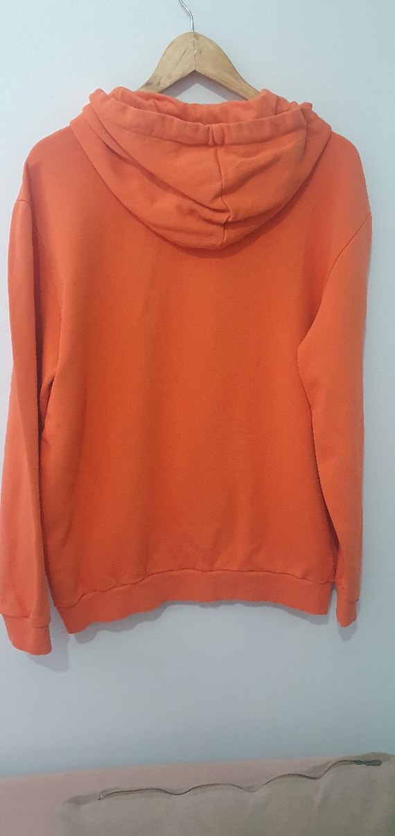 Turuncu Kapüşonlu Rahat Unisex Sweatshirt - Görsel 3