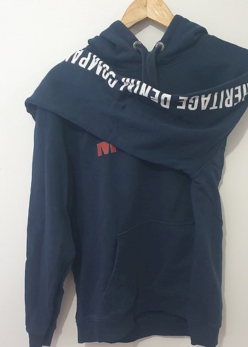 Lacivert Mustang Baskılı Kapüşonlu Sweatshirt - Görsel 2