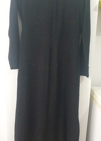 Siyah Simli Uzun Kollu Abiye Elbise - Görsel 3