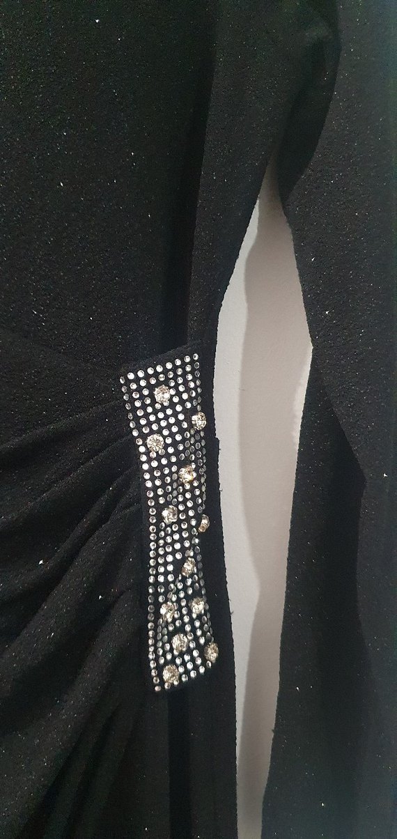 Siyah Simli Uzun Kollu Abiye Elbise - Görsel 2