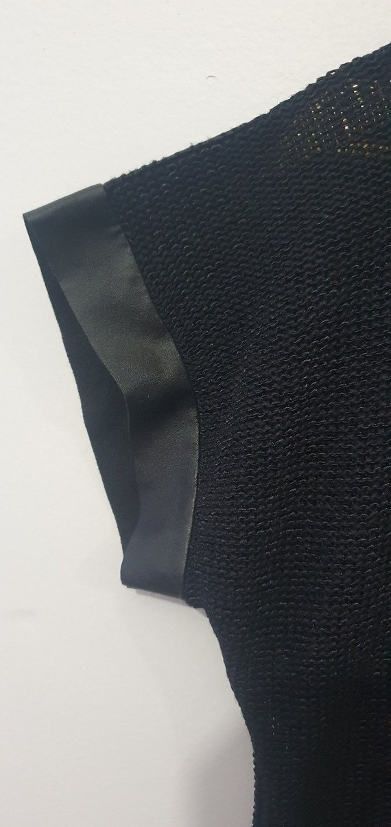 Siyah Örgü Kısa Kollu Kadın Bluz - Görsel 3