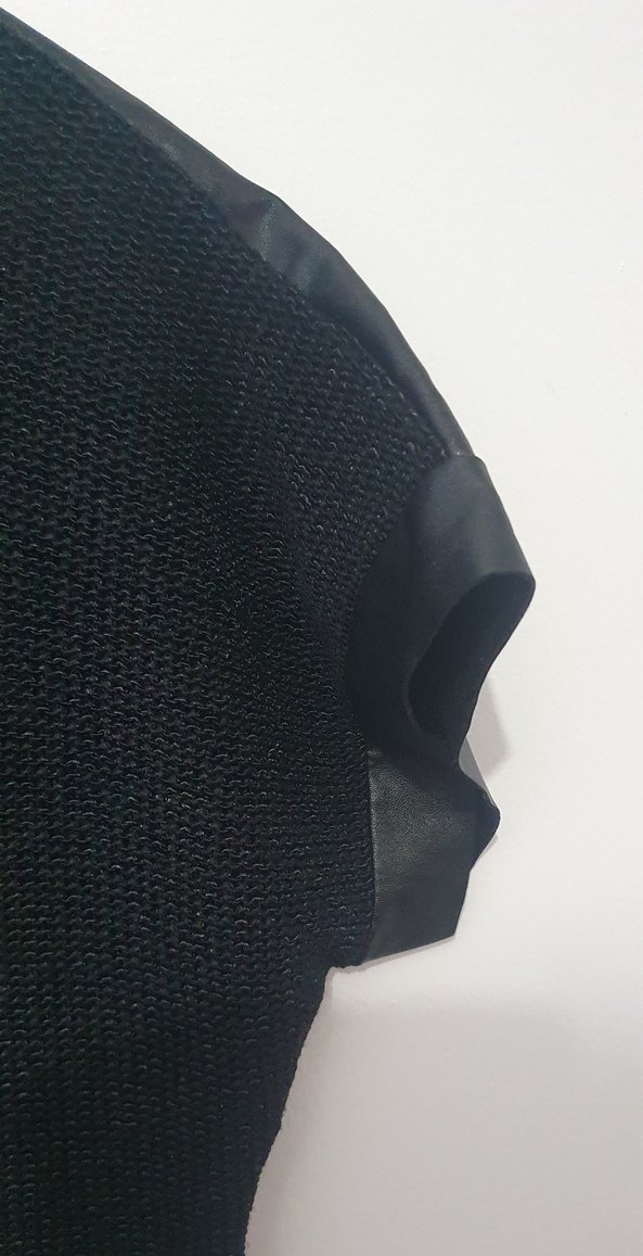 Siyah Örgü Kısa Kollu Kadın Bluz - Görsel 2