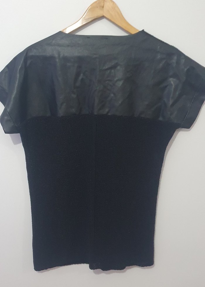 Siyah Örgü Kısa Kollu Kadın Bluz - Görsel 4